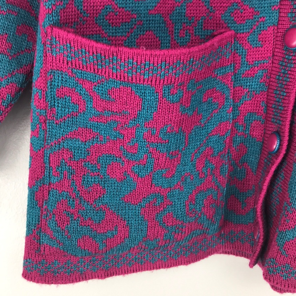 Vintage Small Pendleton Pink Teal Cardigan - Picture 5 of 7